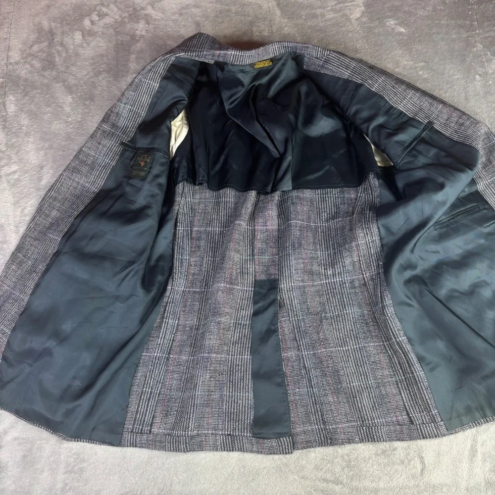 Hunter Haig Blazer Mens 42R Gray Glen Plaid‎ Wool Blend Vintage Jordan Marsh USA